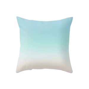 Square peach skin pillowcase featuring a light blue and white gradient minimalist design