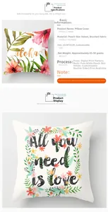 Detailed view of 45x45cm peach skin pillow covers with floral digital printing