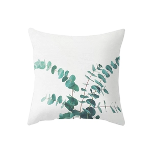 Tropical eucalyptus leaf printed polyester pillow cover for home and sofa decor