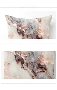 Detailed macro view of the marble pattern print and high-density sewing on the pillowcase