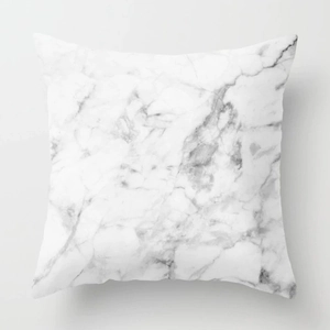 Modern square pillowcase with grey marble pattern printed on soft peach skin fabric