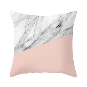 Modern marble pattern sofa pillowcase with pink and gray geometric peach skin design