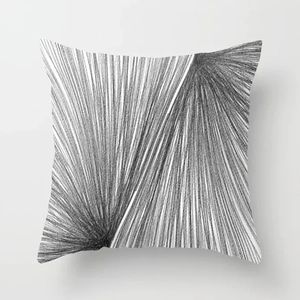 Modern abstract geometric throw pillow case with charcoal sketch radial lines pattern