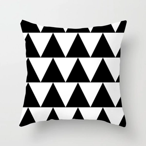 Nordic black and white geometric triangle pattern pillowcase in peach skin fabric