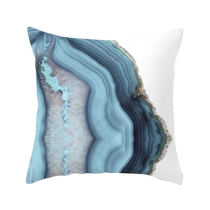 Modern abstract blue agate pattern throw pillow cover made of soft peach skin fabric