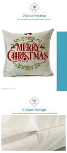 Detail of Christmas cushion cover showing the digital print and invisible zipper