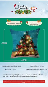 Détails de la housse de coussin sapin de Noël en lin 45x45cm avec mesures