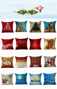 Collection de 16 housses de coussin en lin avec divers motifs de Noël festifs