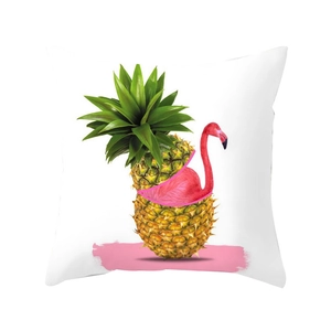 Housse de coussin tropicale avec flamant rose et ananas pour canapé et maison