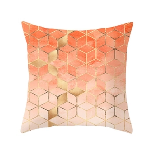Abstract geometric art pillow cover with orange peach skin fabric for home sofa decor