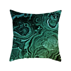 Modern abstract geometric art pillowcase with green malachite mineral texture design