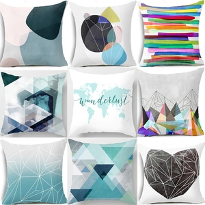Nordic Geometric Stripe Pattern Pillowcase Modern Abstract Art Peach Skin Polyester Cushion Cover For Sofa Living Room Decor