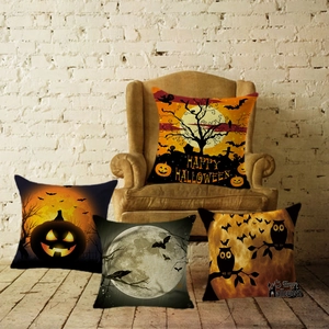 Halloween Pumpkin Witch Printed Cotton Linen Pillowcase Square Decorative Throw Pillow Case For Sofa Home Party Decor