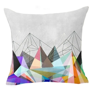 Modern Nordic throw pillow cover with abstract geometric pattern and colorful design