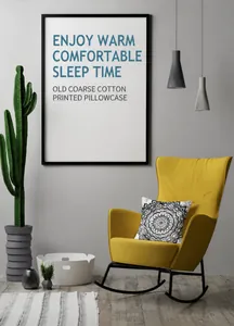 Detailed texture of black and white mandala printed pillow case on a yellow armchair