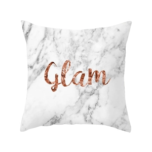 Pink marble texture pillowcase with metallic Glam lettering for modern home decor