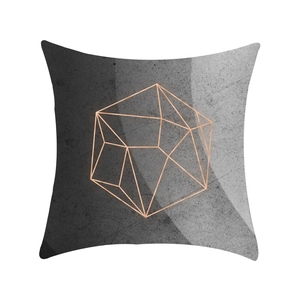 Modern pink marble pillowcase with geometric rose gold lines and grey stone texture