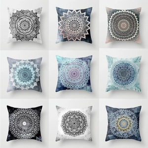 Mandala Ethnic Peach Skin Velvet Cushion Cover Bohemian Geometric Printed Square Pillowcase For Sofa Living Room Home Decor