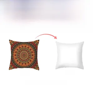 Detail view of double-sided bohemian mandala pillowcase showing front print and white back