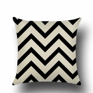 Nordic black and white geometric linen cushion cover with modern chevron patterns