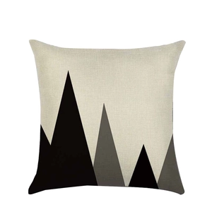 Modern Nordic black and white geometric mountain pattern linen decorative throw pillow case