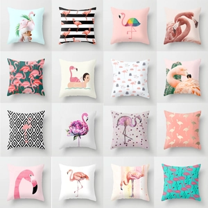 Creative flamingo decorative polyester throw pillows available in 16 artistic patterns