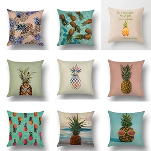 Tropical Pineapple Pattern Linen Cushion Cover Decorative Square Pillow Case For Sofa Home Office Car Decor