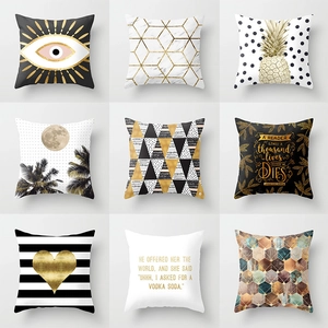 Housse de Coussin en Polyester Peau de Pêche Moderne Minimaliste Imprimé Tarot Marbre Géométrique Housse Décorative pour Canapé Maison Salon
