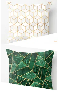 Detail of pink marble and geometric patterns on peach skin velvet pillow covers