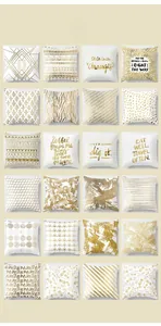 Macro view of 24 assorted gold and ivory geometric peach skin pillowcase patterns