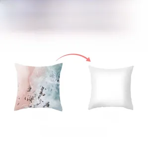 Front and back view of peach skin pillowcase with beach wave print and white reverse