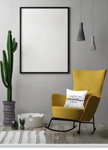 Detail of Mist Forest printed pillowcase with adventure quote on a yellow chair