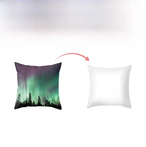 Detail view showing printed forest pattern front and plain white back of the pillowcase