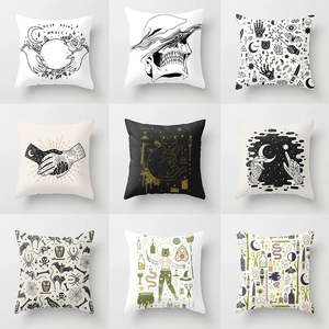 Nine Halloween decorative pillow covers featuring gothic tarot and mystic illustrations