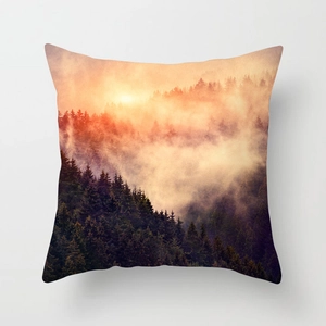 Mist forest polyester pillowcase with warm orange to deep purple color gradient