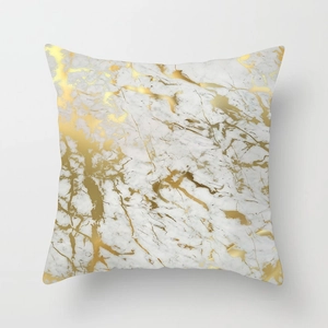 Modern marble texture throw pillow cover with elegant golden foil accents