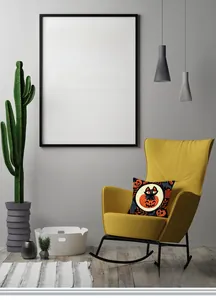 Housse de coussin Halloween avec citrouille et chat sur fauteuil à bascule