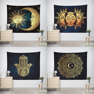 Bohemian Sun Moon Tapestry Polyester Wall Hanging Mystic Astrology Mandala Tapestry For Bedroom Living Room Home Decor