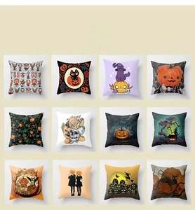 Détails de 12 housses de coussin d'Halloween avec motifs citrouilles et squelettes