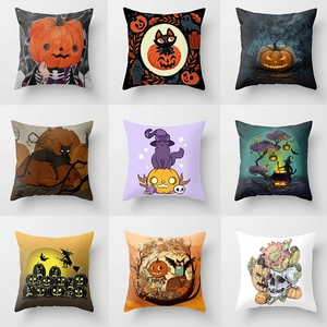 Taie d'Oreiller Citrouille d'Halloween Peau de Pêche Housse de Coussin Décorative Pour Salon Canapé Fête Ornement Festif