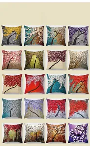 Detailed collection of square pillow covers with 20 unique oil painting tree floral designs