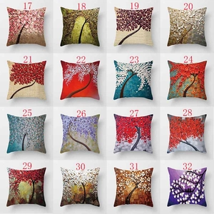 Set of 16 decorative 3D oil painting flower tree square pillow covers for sofa