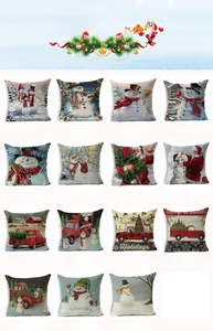 Christmas snowman and vintage red truck linen pillowcase collection for home holiday decor