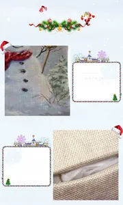 Close-up of linen Christmas pillowcase showing fabric texture and zipper detail
