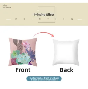 Detailed comparison of tropical cactus print on the front and plain white back of the pillowcase