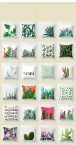 Grid display showing 24 styles of tropical cactus and succulent decorative pillow covers