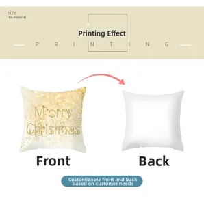 Front and back detail of Nordic peach skin pillowcase with gold Merry Christmas print