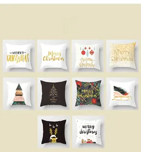Set of ten Nordic style Christmas pillow covers featuring festive trees and reindeer prints