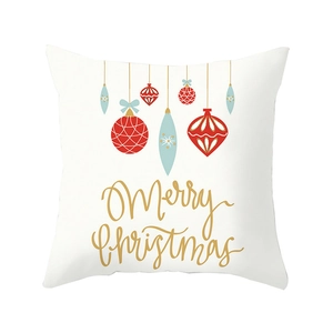 Nordic Christmas peach skin pillowcase with hanging ornaments and Merry Christmas text