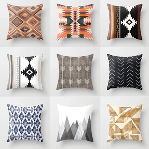 Nordic Minimalist Geometric Pillowcase Polyester Peach Skin Decorative Cushion Cover For Sofa Couch Home Bedroom Decor